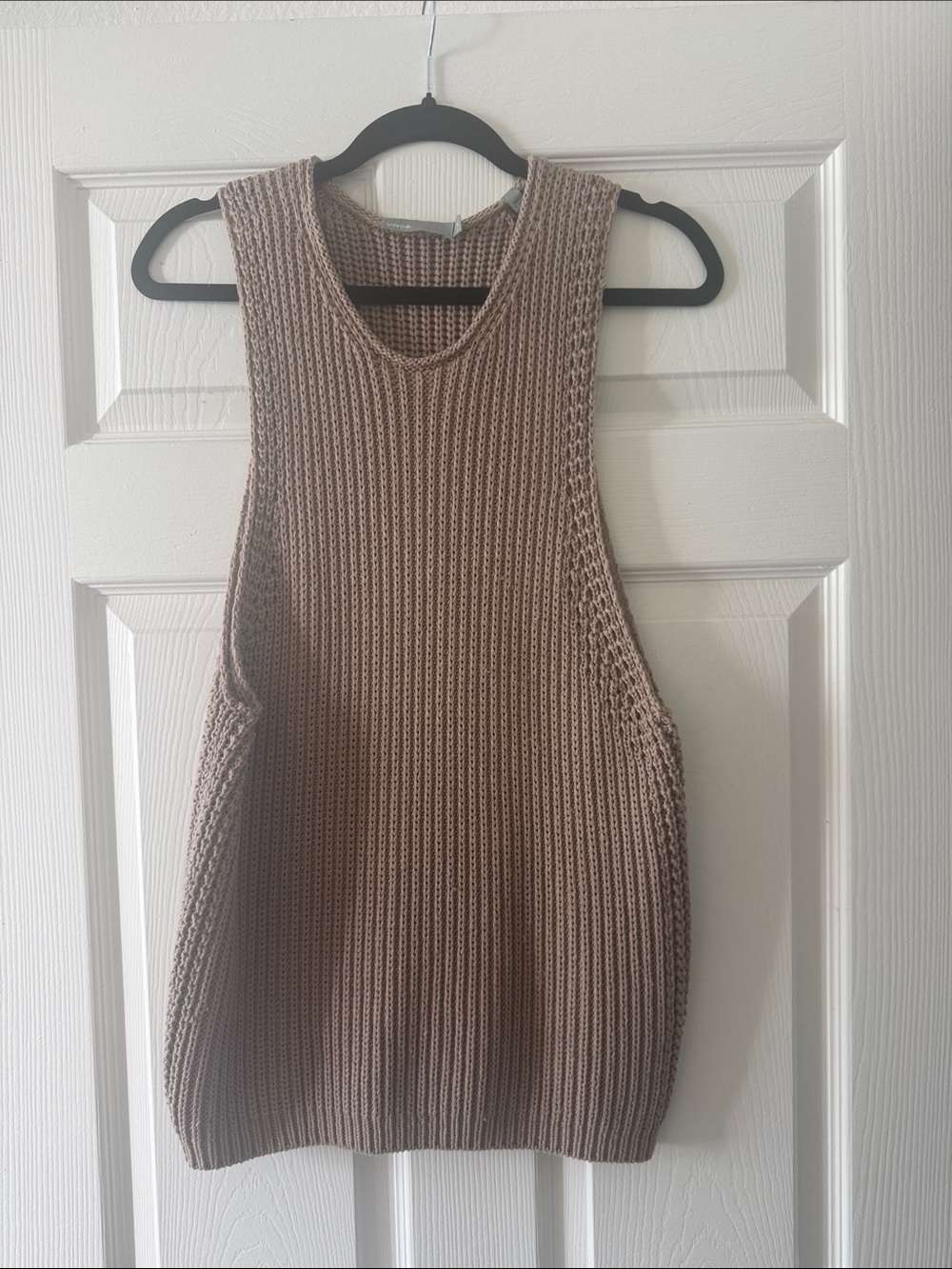 Vince Chunky Knit Sleeveless Top in Mauve Taupe